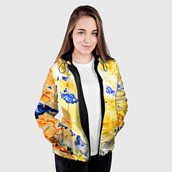Куртка с капюшоном женская Сине-золотая абстракция, цвет: 3D-черный — фото 2