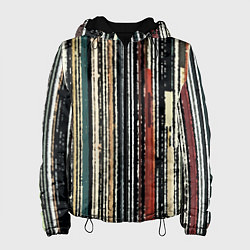 Женская куртка Полосатый красно-зелёный рваные полосы