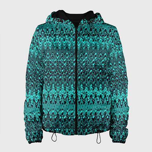 Женская куртка Бирюзовый узоры / 3D-Черный – фото 1