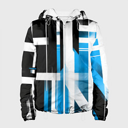 Женская куртка Чёрно-синие вертикальные и горизонтальные полосы н