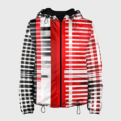 Женская куртка Белые полосы на чёрно-красном фоне
