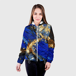 Куртка с капюшоном женская Золотой минерал в синем камне, цвет: 3D-белый — фото 2