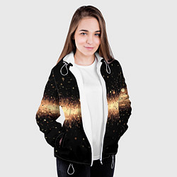 Куртка с капюшоном женская Огненные искры на черном, цвет: 3D-белый — фото 2