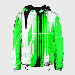 Женская куртка Вертикальные чёрно-белые линии на зелёном фоне