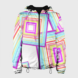 Куртка с капюшоном женская Абстрактные квадраты, цвет: 3D-черный