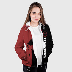 Куртка с капюшоном женская Mazda и череп, цвет: 3D-белый — фото 2