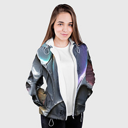 Куртка с капюшоном женская Полированный серебряный металл, цвет: 3D-белый — фото 2