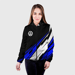 Куртка с капюшоном женская Фольксваген - синий, цвет: 3D-черный — фото 2