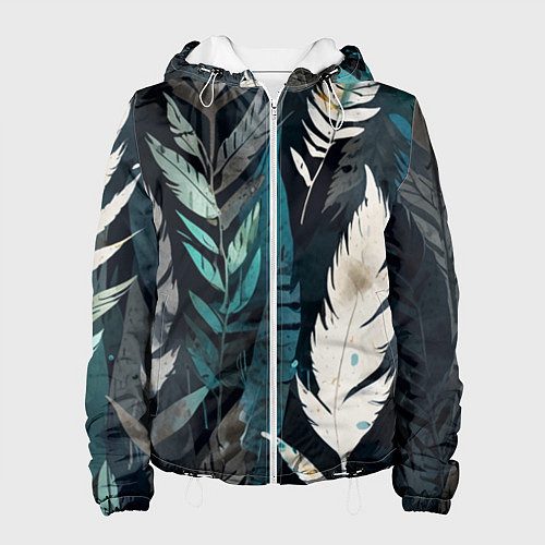 Женская куртка Перья и листья / 3D-Белый – фото 1