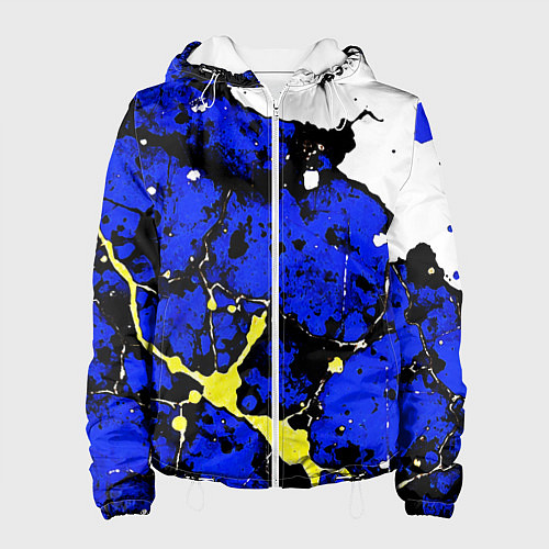 Женская куртка Сине-жёлтая абстракция на белом фоне / 3D-Белый – фото 1