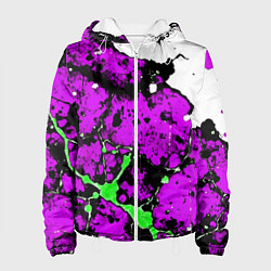 Женская куртка Зелёно-розовая абстракция на белом фоне