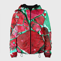 Куртка с капюшоном женская Зеленый минерал в красном камне, цвет: 3D-черный