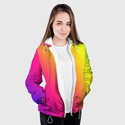 Куртка с капюшоном женская Градиент зелёно-фиолетовый насыщенный, цвет: 3D-белый — фото 2