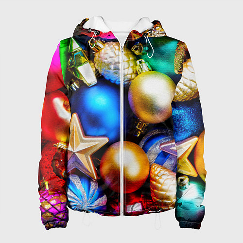 Женская куртка Новогодние украшения / 3D-Белый – фото 1