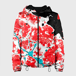 Женская куртка Сине красная абстракция на чёрном фоне