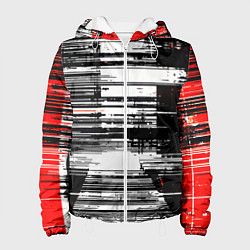 Женская куртка Горизонтальные чёрные линии на бело-красном фоне