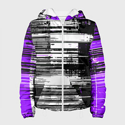 Женская куртка Горизонтальные чёрные линии на бело-фиолетовом фон