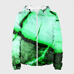 Женская куртка Трещины на абстрактном зелёном фоне