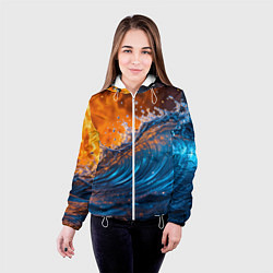 Куртка с капюшоном женская Волна и огонь, цвет: 3D-белый — фото 2
