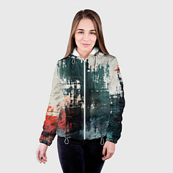 Куртка с капюшоном женская Чёрно-красная ржавчина на белом фоне, цвет: 3D-белый — фото 2