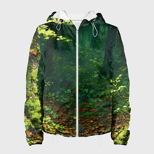 Женская куртка Зелёный летний лес / 3D-Белый – фото 1