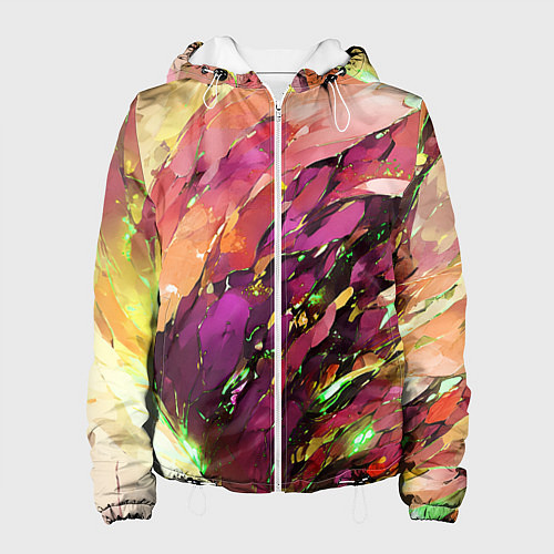 Женская куртка Красно-жёлтая абстракция / 3D-Белый – фото 1