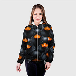 Куртка с капюшоном женская Черные уточки, цвет: 3D-белый — фото 2