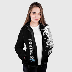 Куртка с капюшоном женская Portal краски черно белый, цвет: 3D-черный — фото 2