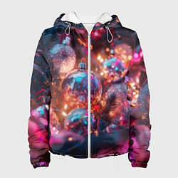 Женская куртка Новогодние шары и фиолетовые блески