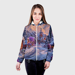 Куртка с капюшоном женская Тропинка к новому году, цвет: 3D-белый — фото 2