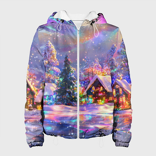 Женская куртка Дух рождества - зимние домики / 3D-Белый – фото 1