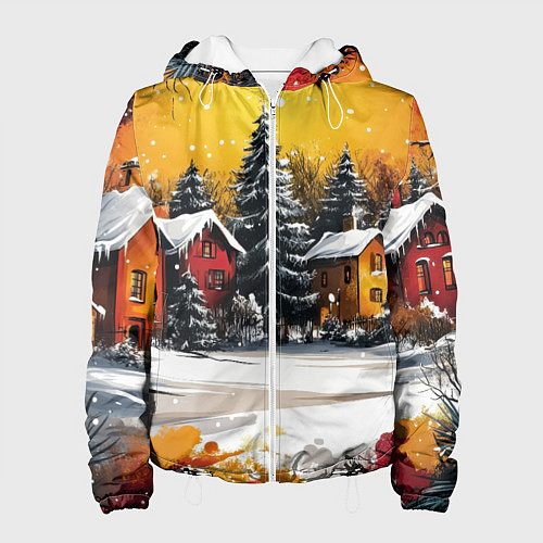 Женская куртка Новогодний двор / 3D-Белый – фото 1