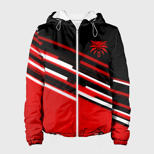 Женская куртка Ведьмак полосы геометрия / 3D-Белый – фото 1