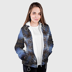 Куртка с капюшоном женская Снежинка в космосе, цвет: 3D-белый — фото 2