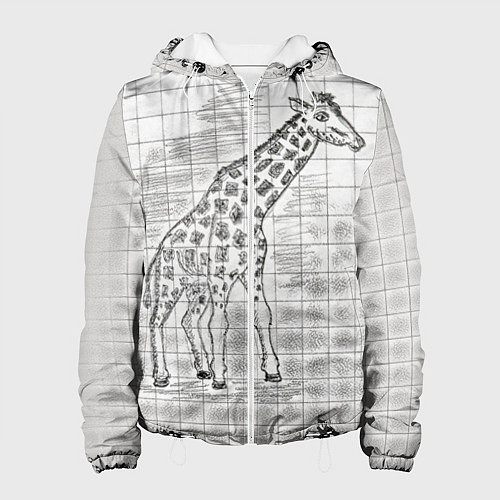 Женская куртка Жираф на тетрадном листе / 3D-Белый – фото 1
