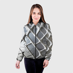 Куртка с капюшоном женская Полированный металл серебряный, цвет: 3D-черный — фото 2