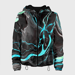 Женская куртка Голубые флюиды на чёрном фоне