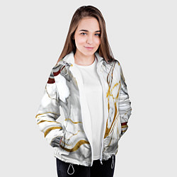 Куртка с капюшоном женская Жёлто-белый мрамор, цвет: 3D-белый — фото 2