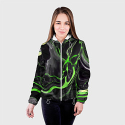 Куртка с капюшоном женская Зелёно-чёрный мрамор, цвет: 3D-белый — фото 2