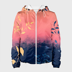 Женская куртка Листья на сине-розовом фоне - нейросеть