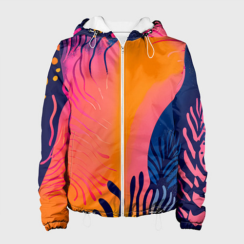 Женская куртка Векторная абстракция с растениями - нейросеть / 3D-Белый – фото 1