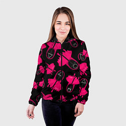 Куртка с капюшоном женская Стражи из игры в кальмара, цвет: 3D-черный — фото 2