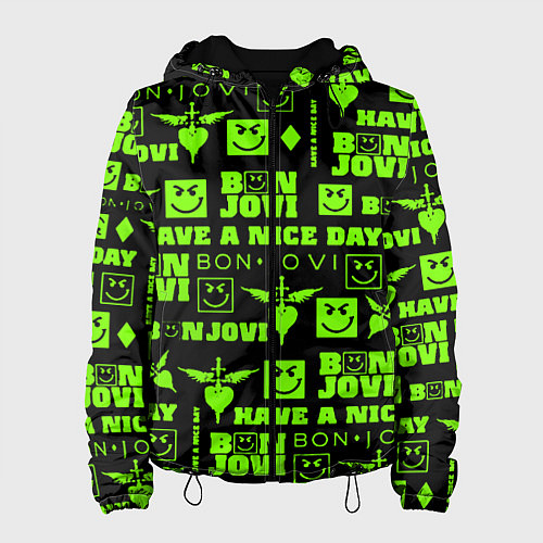 Женская куртка Bon Jovi кислотный паттерн / 3D-Черный – фото 1
