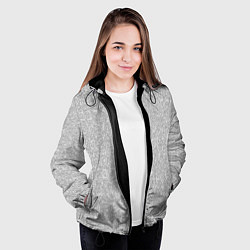 Куртка с капюшоном женская Светлый серый в мелкий рисунок паттерн, цвет: 3D-черный — фото 2