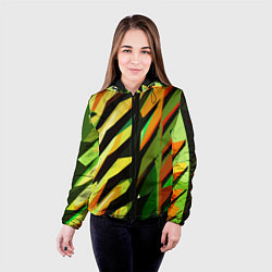 Куртка с капюшоном женская Чёрно-жёлтая абстракция, цвет: 3D-черный — фото 2