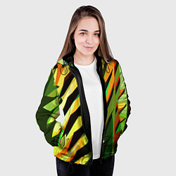 Куртка с капюшоном женская Чёрно-жёлтая абстракция, цвет: 3D-черный — фото 2