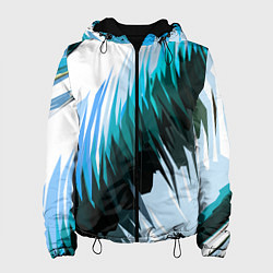 Женская куртка Чёрно-синие острые полосы на белом фоне