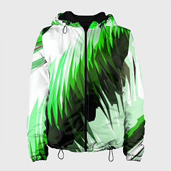 Женская куртка Чёрно-зелёные острые полосы на белом фоне