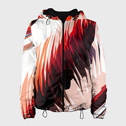 Женская куртка Чёрно-красные острые полосы на белом фоне