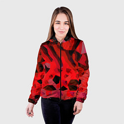 Куртка с капюшоном женская Чёрно-красная пористая абстракция, цвет: 3D-черный — фото 2